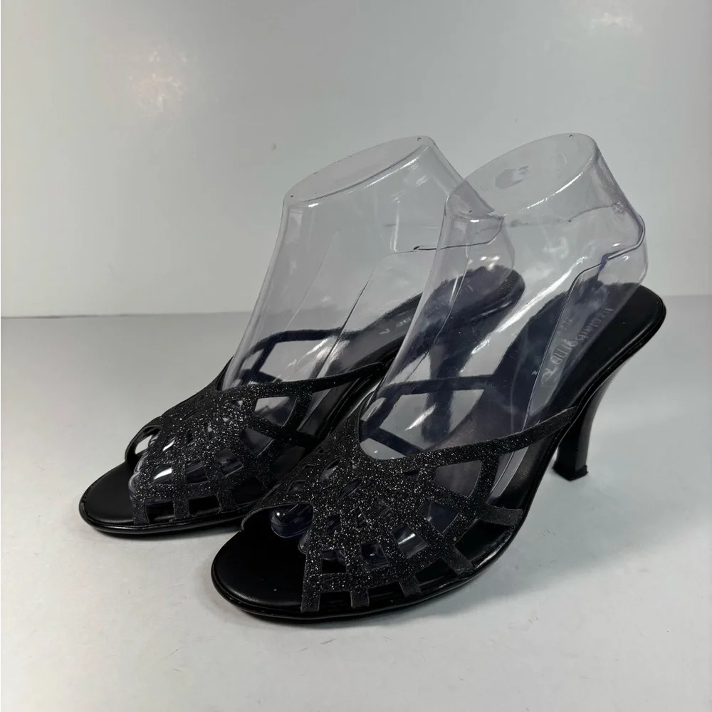 Elegant Black Glitter Heels‎